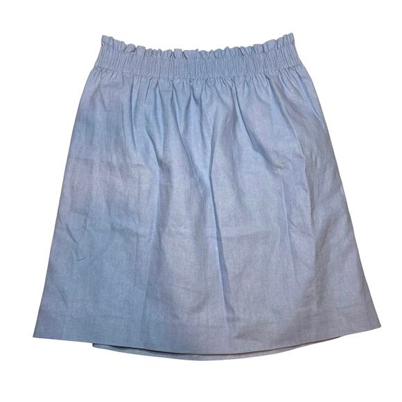 J.Crew Linen Cotton City Skirt Blue Elastic Waist Chambray Look NWT Size 0 - Picture 4 of 6